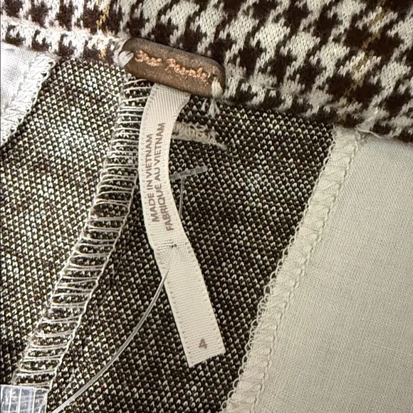 Free People NWT Molly Houndstooth plaid trousers pants size 4 - Picture 6 of 9